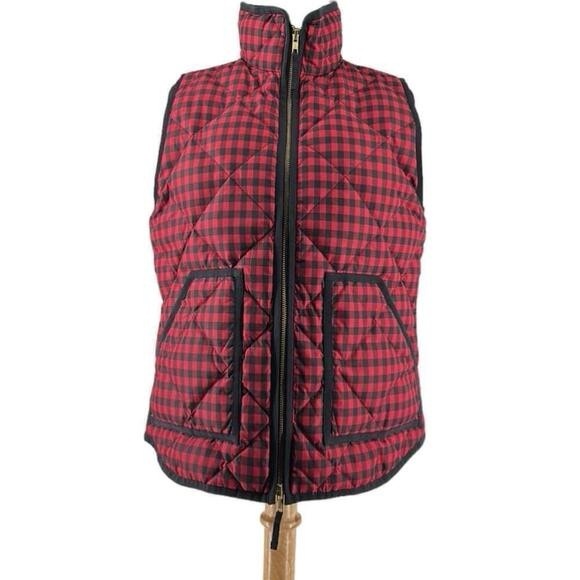 J.Crew quilted vest down fil buffalo plaid cottage mountain outdoors sz sm - Picture 8 of 10